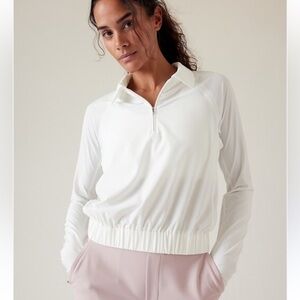Athleta Advantage Polo White Long-Sleeve Half-Zip top XL